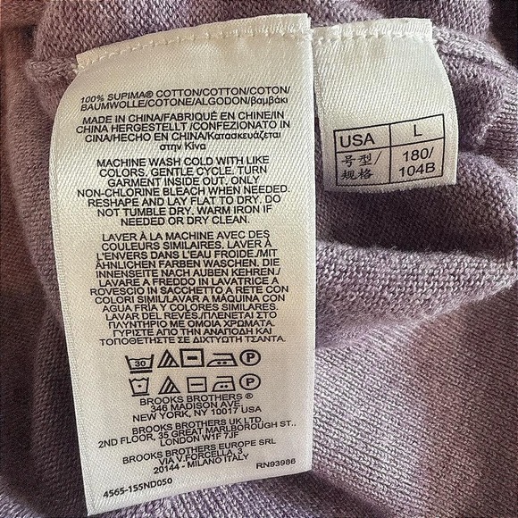 Brooks Brothers Supima Cotton V Neck Sweater Mens Large - Picture 6 of 6